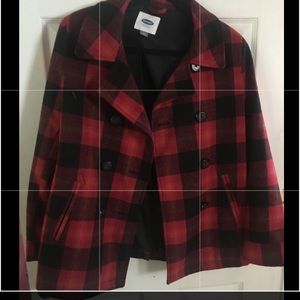 Trendy Red and Black plaid coat
